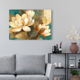 Obraz na płótnie Duże kwiaty lotosu 3D w odcieniach beżu i brązu 