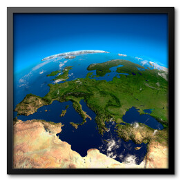 Obraz w ramie Widok na Europę z satelity