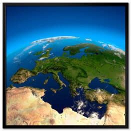 Plakat w ramie Widok na Europę z satelity