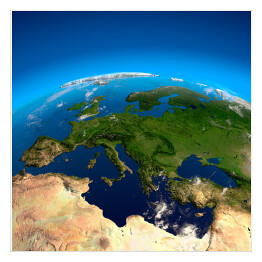 Plakat samoprzylepny Widok na Europę z satelity