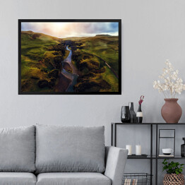 Obraz w ramie Rzeka w dolinie, Islandia