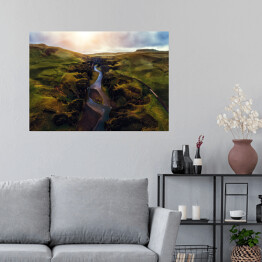 Plakat samoprzylepny Rzeka w dolinie, Islandia