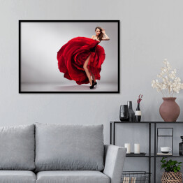 Plakat w ramie Piękna kobieta w czerwonej sukni
