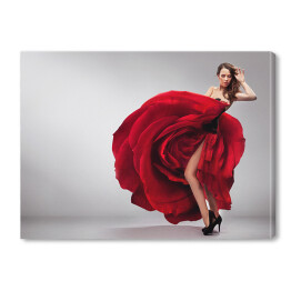 Obraz na płótnie Piękna kobieta w czerwonej sukni