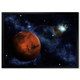 Plakat w ramie Mars i Ziemia w oddali
