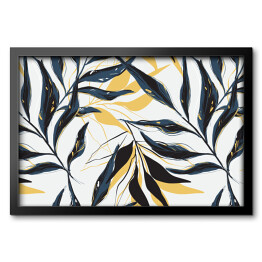 Obraz w ramie Dwukolorowe rysowane liście palmowe