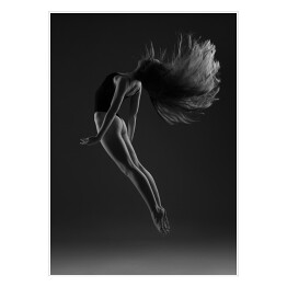 Plakat Balerina z długimi włosami skacze 