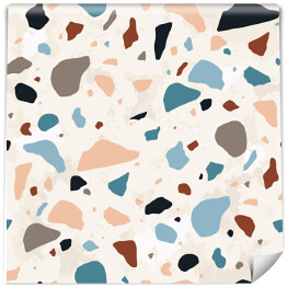 Tapeta samoprzylepna w rolce Terrazzo geometryczna tekstura. Abstrakcyjny spójny wzór z kolorowymi posypkami rozrzuconymi na jasnym tle. Kreatywna ilustracja wektorowa dla tła, druku tekstylnego, papieru pakowego, podłogi.
