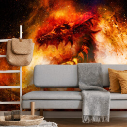 Fototapeta winylowa zmywalna Cosmic dragon in space, cosmic abstract background