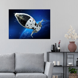 Plakat samoprzylepny Statek kosmiczny na tle planety