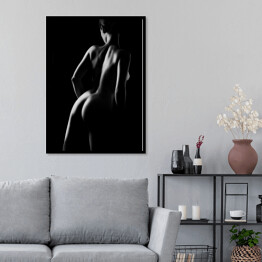 Plakat w ramie Czarno-biała nagość - kobieta