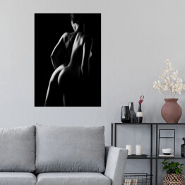 Plakat samoprzylepny Czarno-biała nagość - kobieta