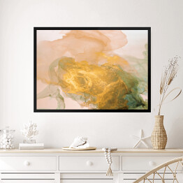 Obraz w ramie Atrament w złotym kolorze rozpuszczający się w płynie