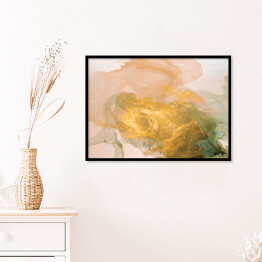 Plakat w ramie Atrament w złotym kolorze rozpuszczający się w płynie