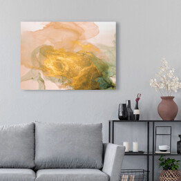 Obraz na płótnie Atrament w złotym kolorze rozpuszczający się w płynie