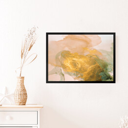 Obraz w ramie Atrament w złotym kolorze rozpuszczający się w płynie