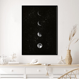 Plakat w ramie Fazy księżyca na niebie nocą