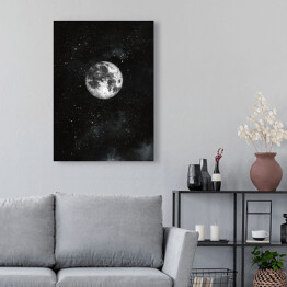 Obraz na płótnie Nocne niebo z księżycem i gwiazdami