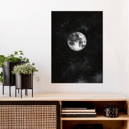 Plakat samoprzylepny Nocne niebo z księżycem i gwiazdami