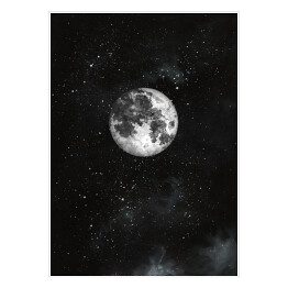 Plakat Nocne niebo z księżycem i gwiazdami