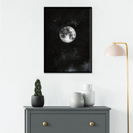 Plakat w ramie Nocne niebo z księżycem i gwiazdami