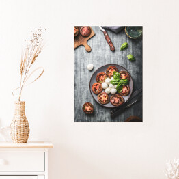 Plakat Przystawki z pomidorami, bazylią i mozzarellą