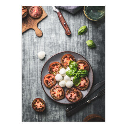 Plakat Przystawki z pomidorami, bazylią i mozzarellą