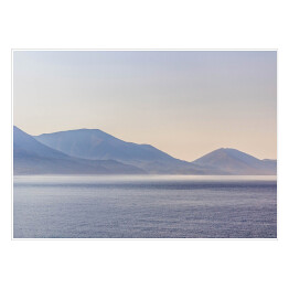 Plakat samoprzylepny Krajobraz z jeziorem i wzgórzami w oddali, Albania