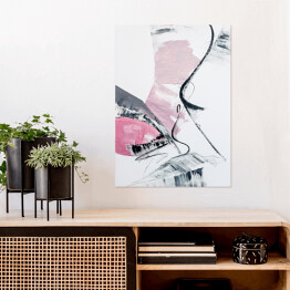 Plakat samoprzylepny abstrakcyjny różowy i szary obraz akrylowy na płótnie