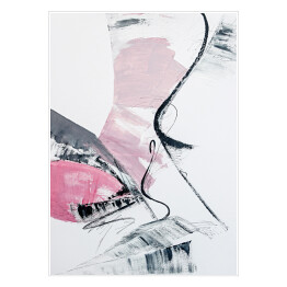 Plakat samoprzylepny abstrakcyjny różowy i szary obraz akrylowy na płótnie
