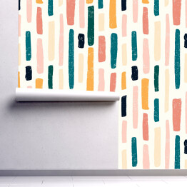 Tapeta samoprzylepna w rolce Abstrakcyjny spójny wzór linii farby pędzla pastelowe kolory ze starą teksturą. wektorowe doodle ilustracja.