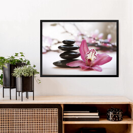 Obraz w ramie Kamienie Spa na tle orchidei