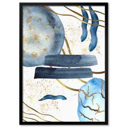 Plakat w ramie Akwarelowa abstrakcja w błękicie, brązach i beżu