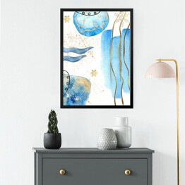 Obraz w ramie Niebieska akwarelowa abstrakcja 