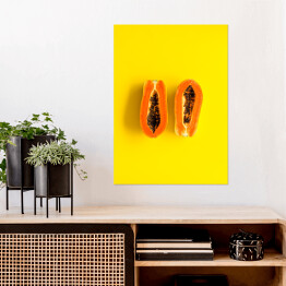 Plakat Papaja na intensywnie żółtym tle