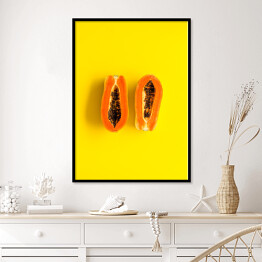 Plakat w ramie Papaja na intensywnie żółtym tle