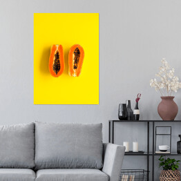 Plakat samoprzylepny Papaja na intensywnie żółtym tle