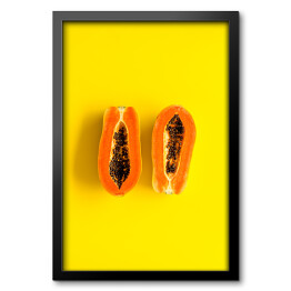 Obraz w ramie Papaja na intensywnie żółtym tle
