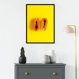 Plakat w ramie Papaja na intensywnie żółtym tle