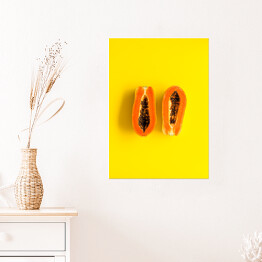 Plakat Papaja na intensywnie żółtym tle