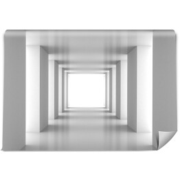 Fototapeta samoprzylepna Biały oświetlony tunel z dużą ilością kolumn