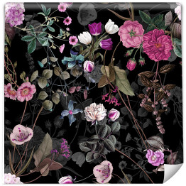 Tapeta winylowa zmywalna w rolce Tapeta w kwiaty. Różowe róże 3D