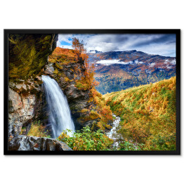 Plakat w ramie Jesienny krajobraz z wodospadem