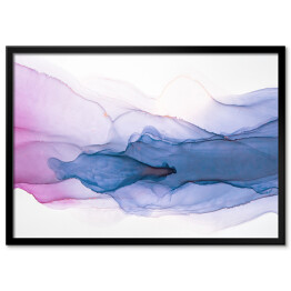 Plakat w ramie Krople niebieskiego i lawendowego atramentu - efekt ombre