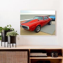 Obraz na płótnie Czerwony samochód Pontiac Firebird w stylu vintage
