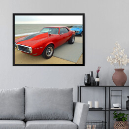 Obraz w ramie Czerwony samochód Pontiac Firebird w stylu vintage