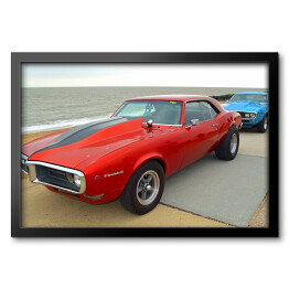 Obraz w ramie Czerwony samochód Pontiac Firebird w stylu vintage