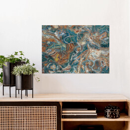 Plakat Imitacja marmuru w odcieniach kolorów niebieskiego i brązowego z abstrakcyjnym wzorem