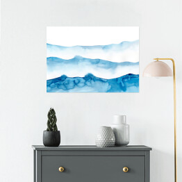 Plakat samoprzylepny Abstrakcja - morskie błękitne fale na morzu
