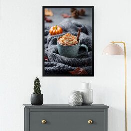 Obraz w ramie Rustykalna kompozycja z pomarańczami i ciepłym szalem